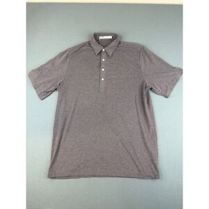 Criquet Polo Shirt‎ Mens Large Purple Grey Micro Stripe Pima Cotton Stretch